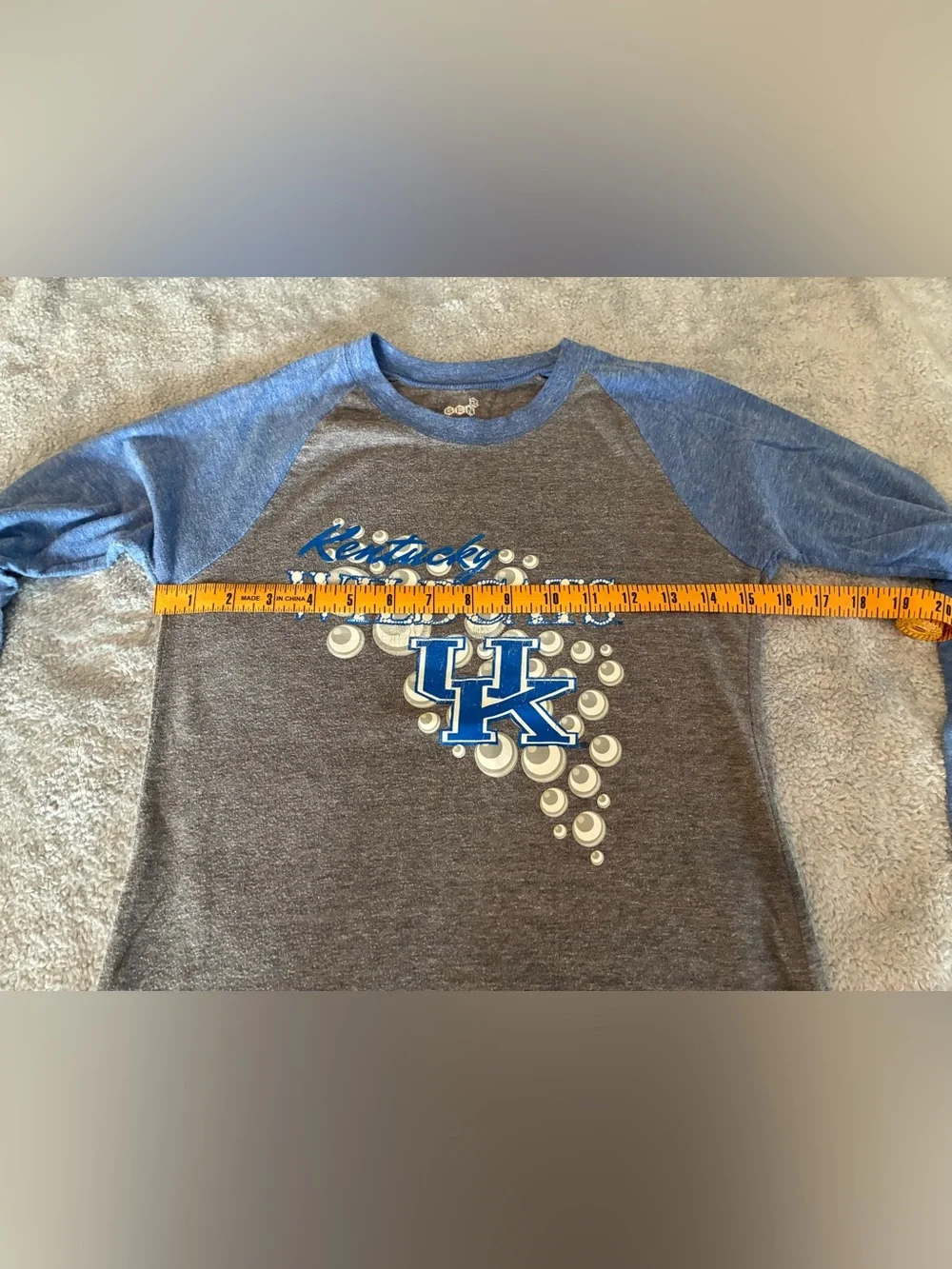 Kentucky Wildcats Girls' Raglan Long Sleeve Tee - Blue & Gray Size Large (14)